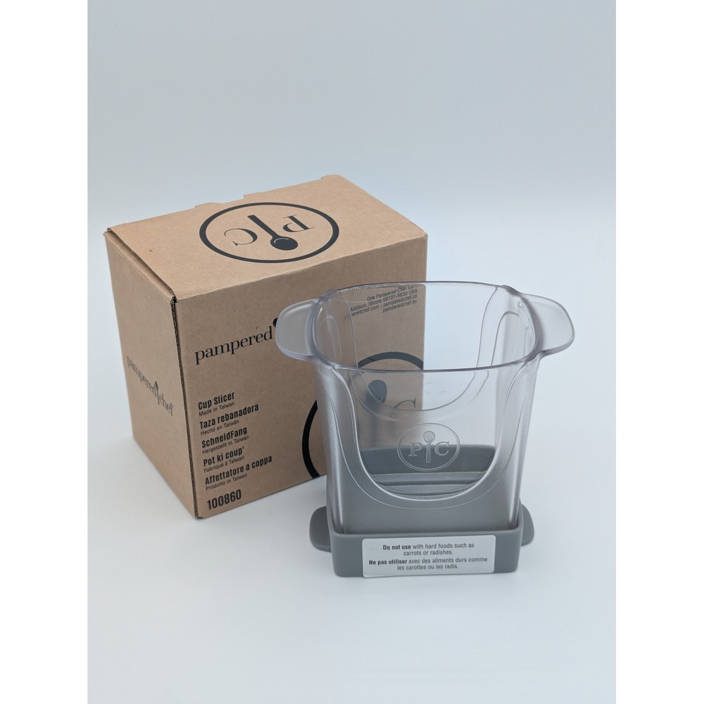 Pampered Chef Cup Slicer 100860 Gray Kitchen Gadget Prep Tool Fruit Vegetable